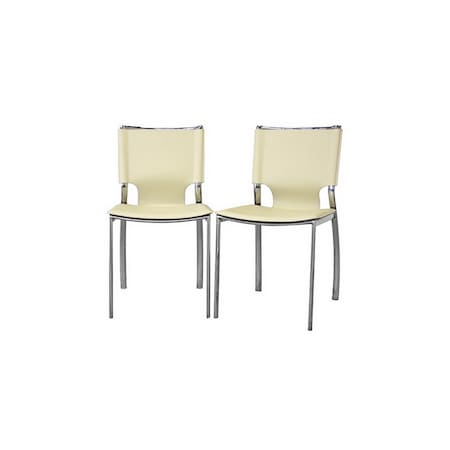 Baxton Studio Montclare Ivory Leather Modern Dining Chair, PK2 57-3628
